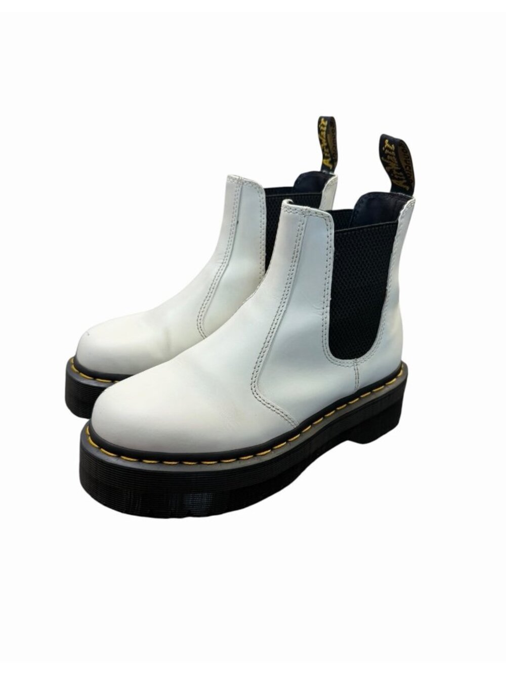 Dr. Martens 2976 Quad Chelsea Boots White Leather Platform Women’s US 6 EU 37